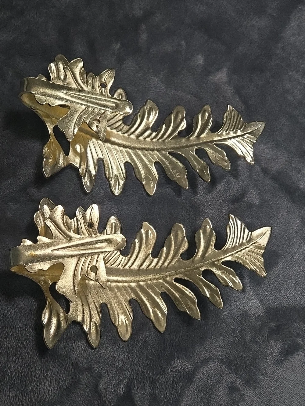 Gold Colored Leaf Curtain Drapery Holdback Hooks 2pk